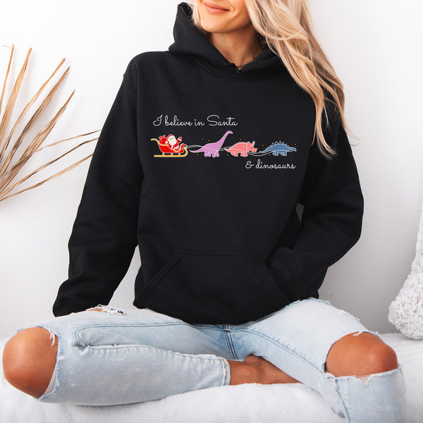 I Believe in Santa and Dinosaurs Hoodie